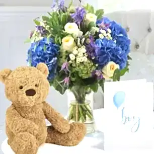 Wild English Garden, Jellycat® Bumbly Bear (38cm) & Baby Boy Card