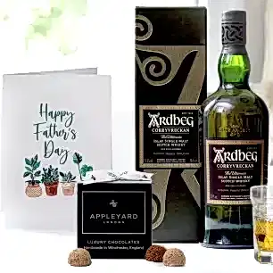Ardbeg Corryvreckan with Giftbox, 12 Handmade Chocolate Truffles & Father's Day Card