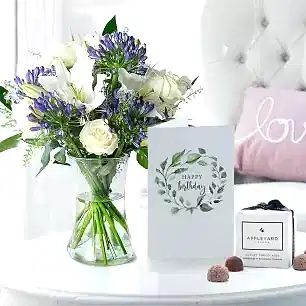 Bluebelle, 6 Mixed Truffles, Vase & Birthday Gift Card
