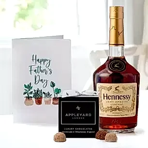 Hennessy VS Cognac (70ml), 12 Handmade Chocolate Truffles & Father's Day Card