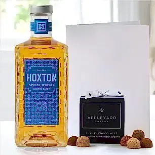 Hoxton Spiced Whisky (70cl), 12 Handmade Chocolate Truffles & Occasion Card