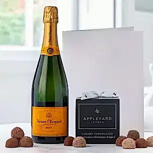 Veuve Clicquot Yellow Label Brut Champagne (75cl), 12 Handmade Chocolate Truffles & Occasion Card