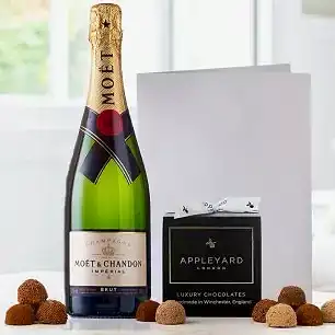 Moët & Chandon Brut Champagne (75cl), 12 Handmade Chocolate Truffles & Occasion Card