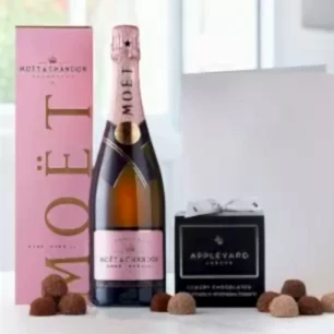 Moët & Chandon Rosé Champagne (75cl), 12 Handmade Chocolate Truffles & Occasion Card