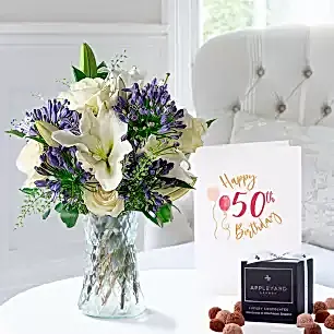 Bluebelle, 12 Mixed Truffles & 50th Birthday Card