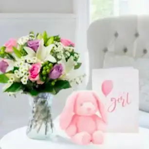 Chantilly, Baby Girl Bunny & Baby Girl Card