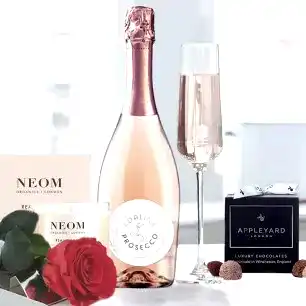 Preserved Rose, Adalina Rosé Prosecco, NEOM Candle & 12 Mixed Truffles