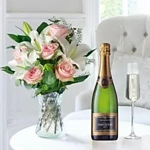 Simply Pink Rose & Lily & Champagne Dericbourg
