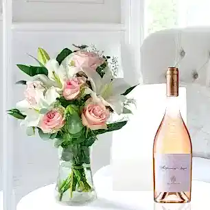 Simply Pink Rose & Lily, Whispering Angel, Vase & Card