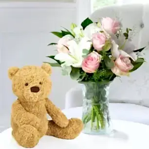 Simpy Pink Rose & Lily & Jellycat® Bumbly Bear (38cm)