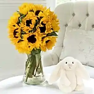Summer Sunflowers & Jellycat® Cream Bunny.