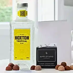 Hoxton Tropical Gin (70cl), 12 Handmade Chocolate Truffles & Occasion Card